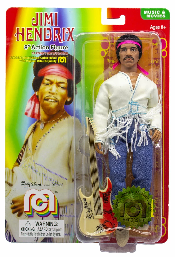 Mego Music Jimi Hendrix - Woodstock With Flocked Hair 8" Action Figure Mego Music Jimi Hendrix - Woodstock With Flocked Hair 8" Action Figure