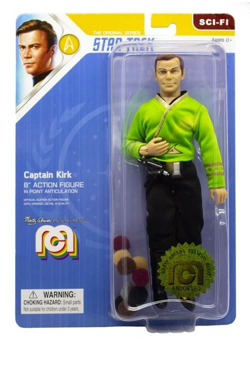 Mego Star Trek Wave 6 - Captain Kirk 8" Action Figure (Green Shirt, With Tribbles) All Mego